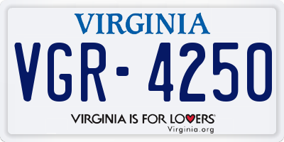 VA license plate VGR4250