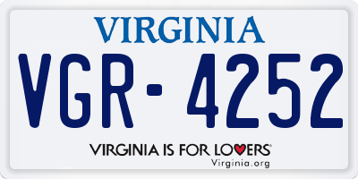 VA license plate VGR4252