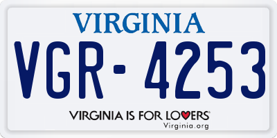VA license plate VGR4253