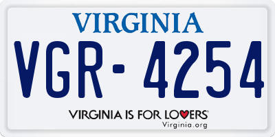VA license plate VGR4254