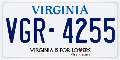 VA license plate VGR4255