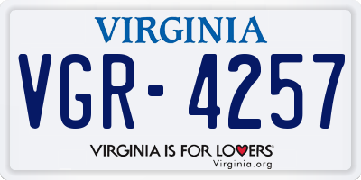 VA license plate VGR4257