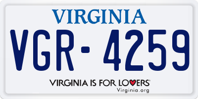 VA license plate VGR4259