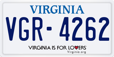 VA license plate VGR4262