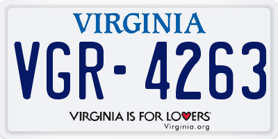 VA license plate VGR4263