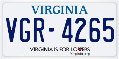 VA license plate VGR4265