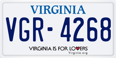 VA license plate VGR4268