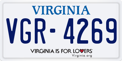 VA license plate VGR4269