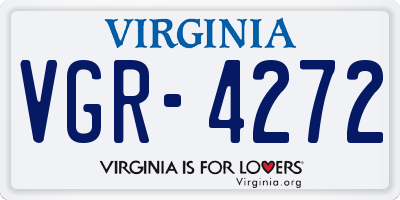 VA license plate VGR4272