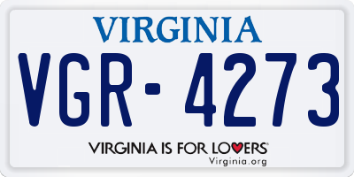VA license plate VGR4273