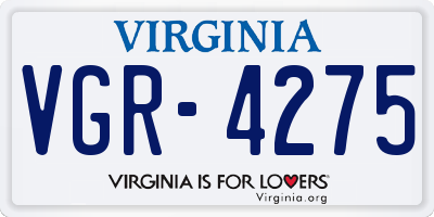 VA license plate VGR4275