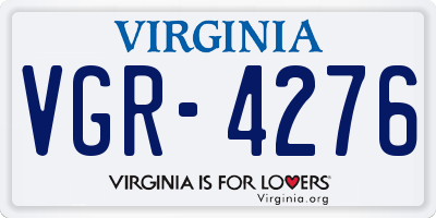 VA license plate VGR4276