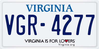 VA license plate VGR4277