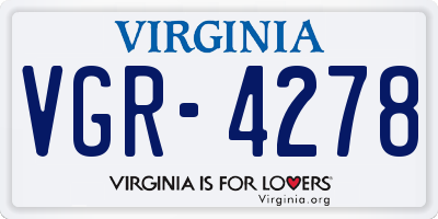 VA license plate VGR4278