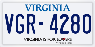 VA license plate VGR4280