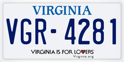 VA license plate VGR4281