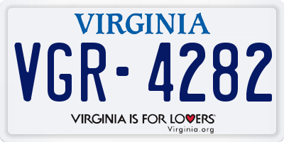 VA license plate VGR4282
