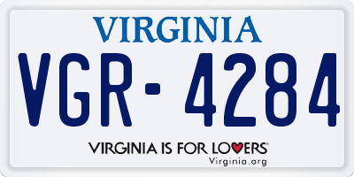 VA license plate VGR4284