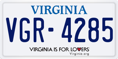 VA license plate VGR4285
