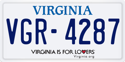 VA license plate VGR4287