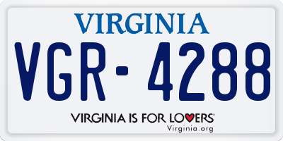 VA license plate VGR4288