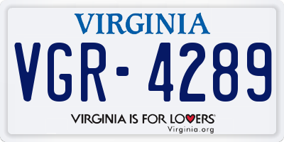 VA license plate VGR4289