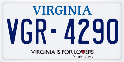 VA license plate VGR4290