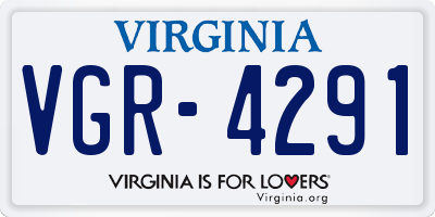 VA license plate VGR4291