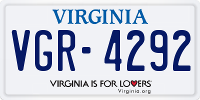 VA license plate VGR4292