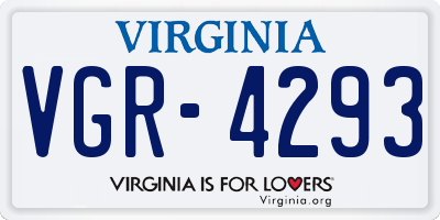 VA license plate VGR4293