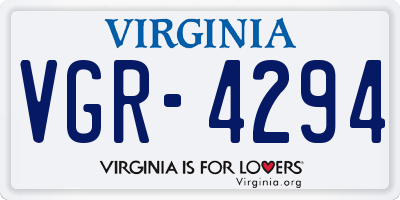 VA license plate VGR4294