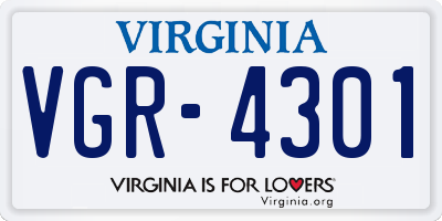 VA license plate VGR4301