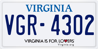 VA license plate VGR4302