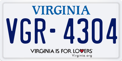 VA license plate VGR4304
