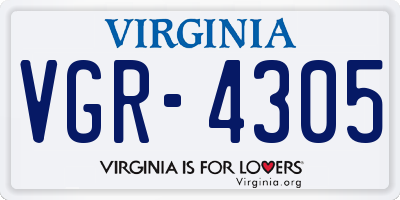 VA license plate VGR4305