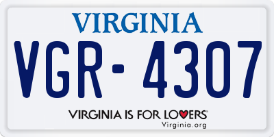VA license plate VGR4307
