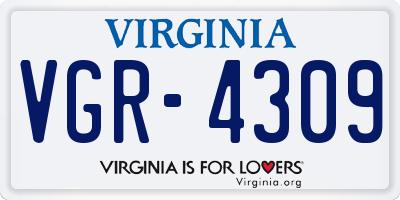 VA license plate VGR4309