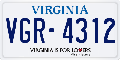 VA license plate VGR4312