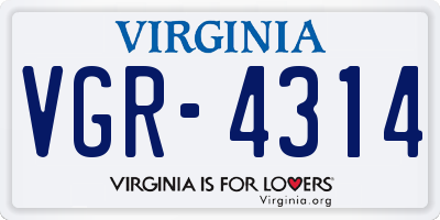 VA license plate VGR4314