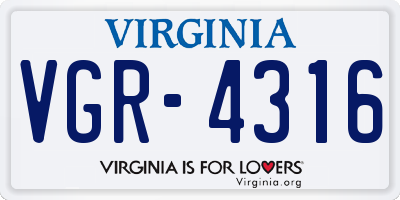 VA license plate VGR4316