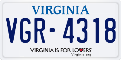 VA license plate VGR4318