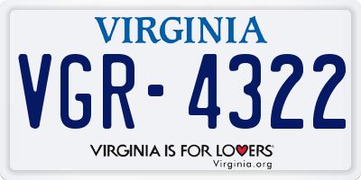 VA license plate VGR4322
