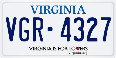 VA license plate VGR4327
