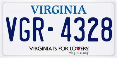 VA license plate VGR4328