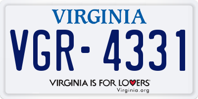 VA license plate VGR4331