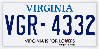 VA license plate VGR4332