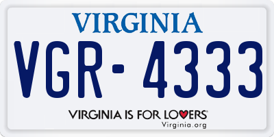 VA license plate VGR4333