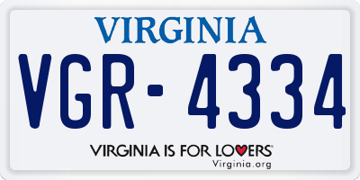 VA license plate VGR4334