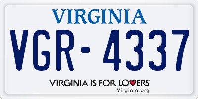 VA license plate VGR4337