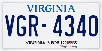 VA license plate VGR4340